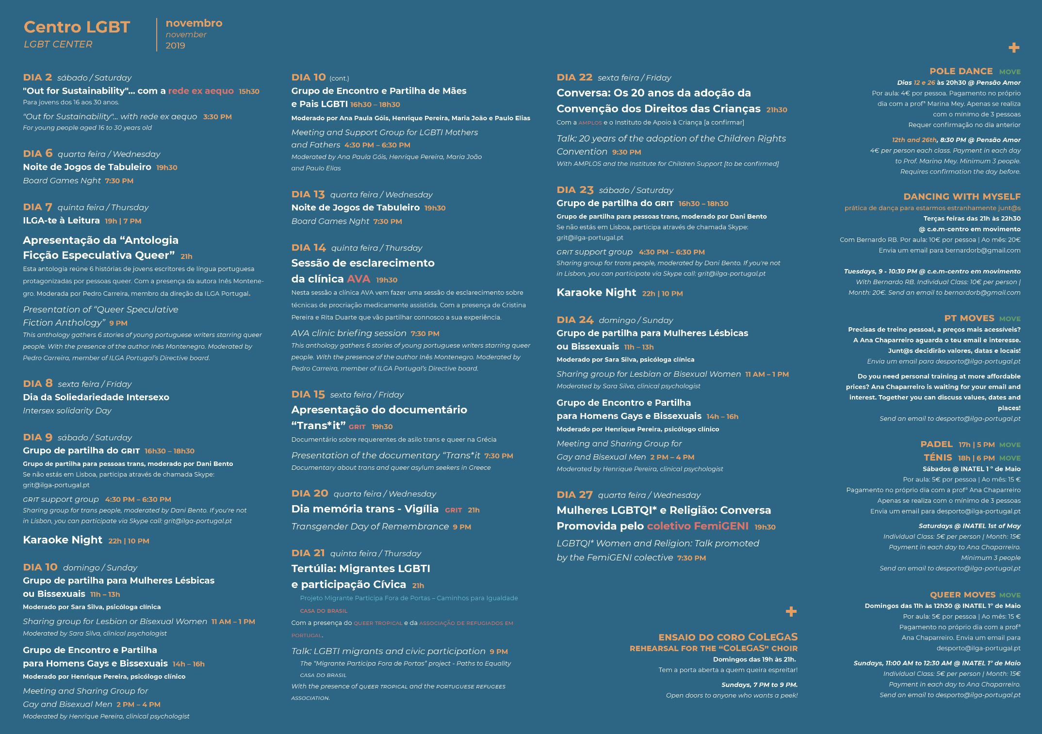 PROGRAMAÇÃO CENTRO LGBT NOVEMBRO 2019